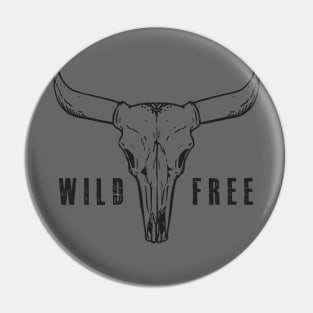 Boho Cow Skull Wild And Free Western Cowgirl Bull Skull Pin