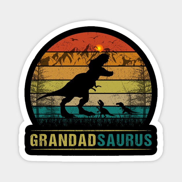 GrandadSaurus T-Rex Dinosaur Shirt For Dad From Daughter Son Magnet by Maccita