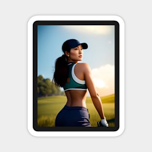 Woman Golfer Painting Magnet