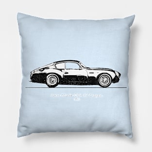 Aston Martin DB4 Gt Zagato 1960 - Black and White Watercolor Pillow