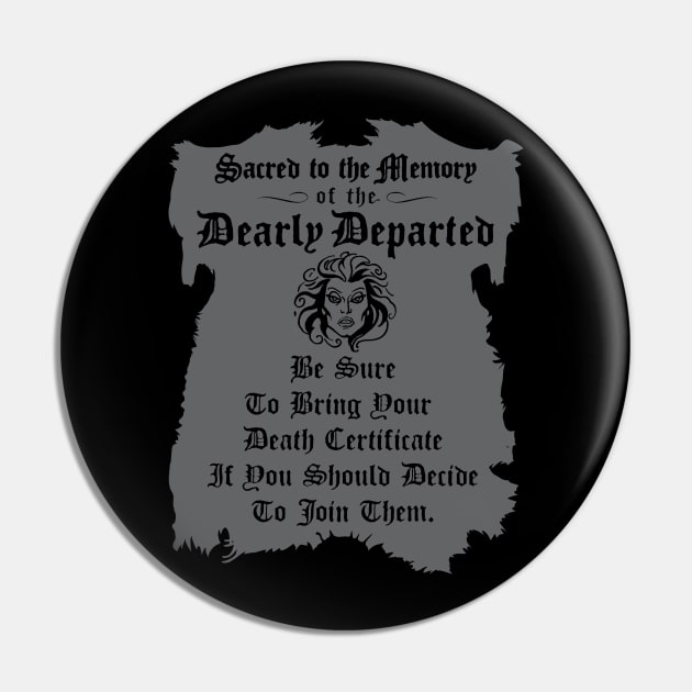 Haunted Mansion Death Certificate Pin by VirGigiBurns