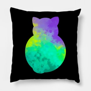 Purple turquoise cat silhouette Pillow