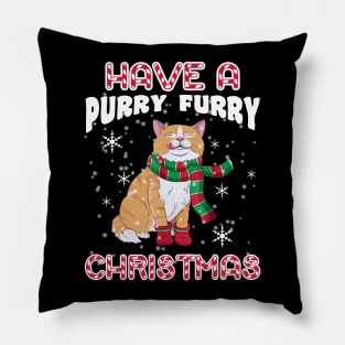 Have A Purry Furry Christmas Funny Xmas Cat Pillow
