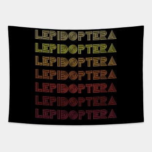 Retro Insect Butterfly Vintage Repeated word "Lepidoptera" Tapestry