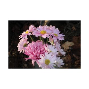 Pink Flowers, Brown Background T-Shirt