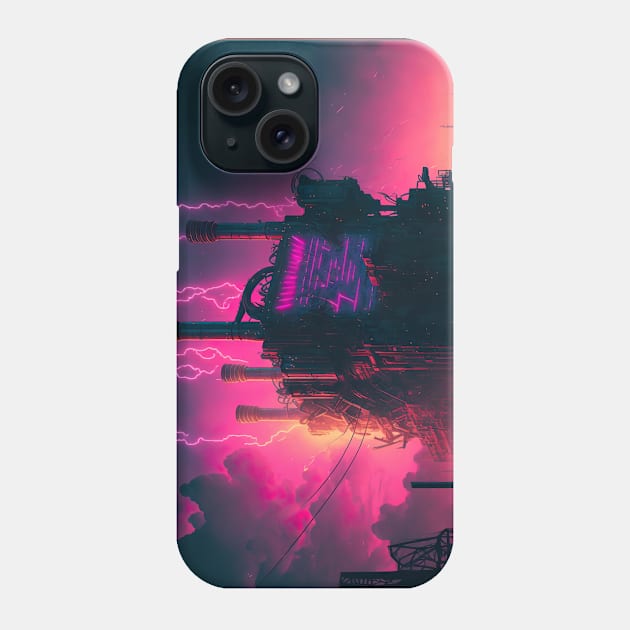 Retro-Futuristic Synthwave Steampunk Machinery Phone Case by Nightarcade