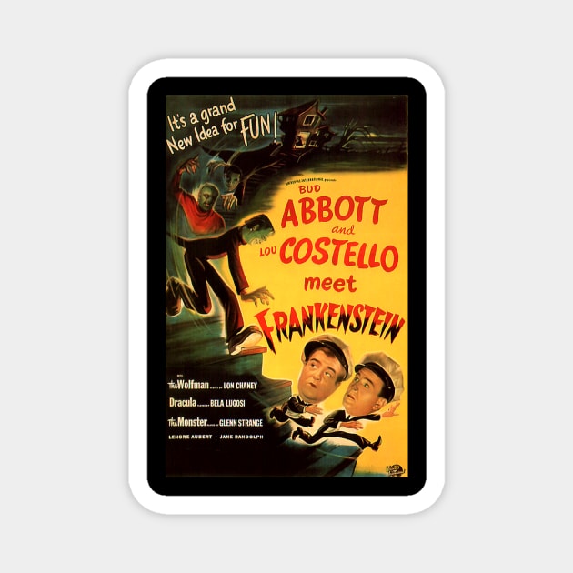 Classic Horror-Comedy Poster - Abbott and Costello Meet Frankenstein Magnet by Starbase79