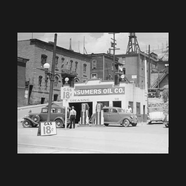 Gas Station in Montana, 1939. Vintage Photo by historyphoto