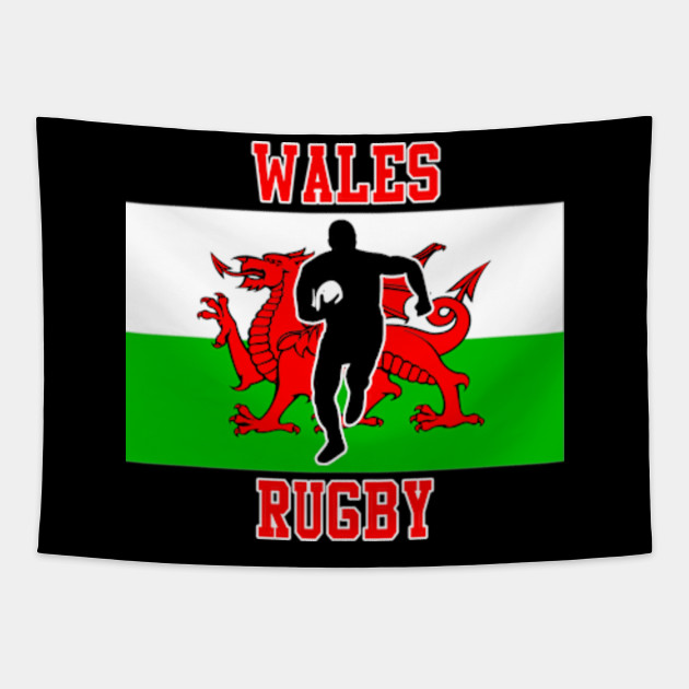 Wales Rugby With Welsh Flag Wales Rugby Tapestry Teepublic