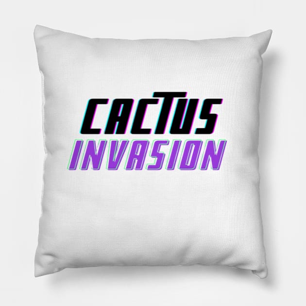 Cactus Invasion Text Whte Pillow by Shineyarts