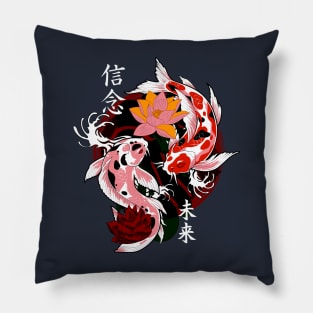 Yakuza Japanese tattoos, koi fish pond, floral water original Pillow