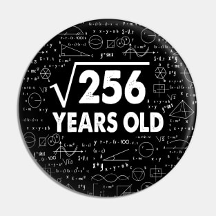 Square Root of 256 16th Birthday 16 Years Old Math Science Lover Gifts Nerdy Geeky Gift Idea Pin