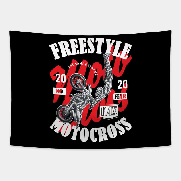 Freestyle Motocross FMX No Fear red Tapestry by Hariolf´s Mega Store