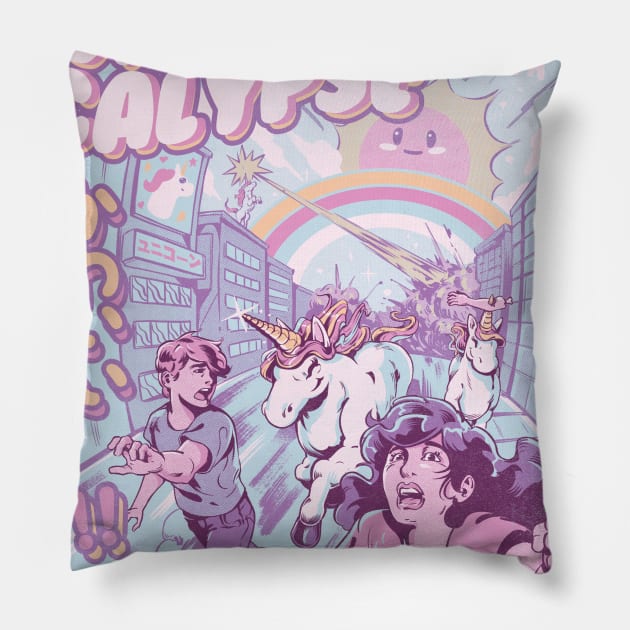 Unicorn Calypse Pillow by Ilustrata