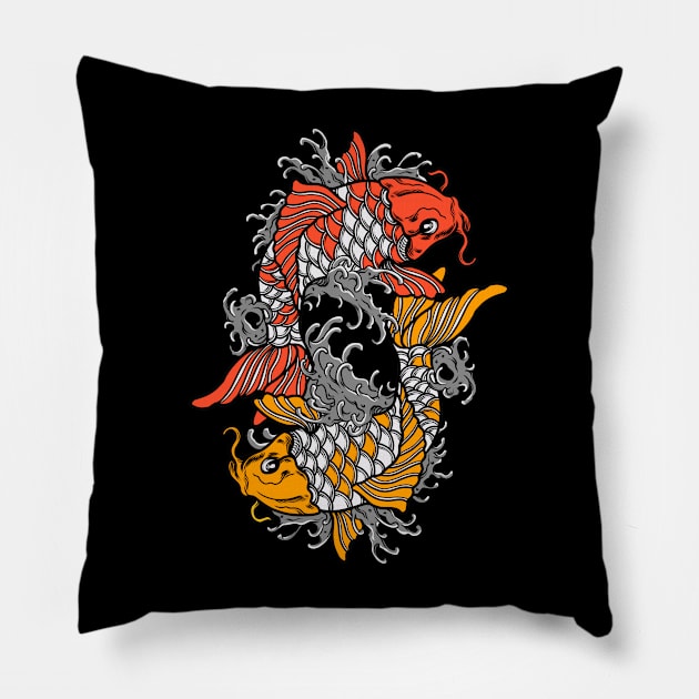 Balancing Koi Pillow by phsycartwork