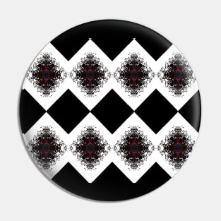 Black Diamond and Rose Pattern Pin