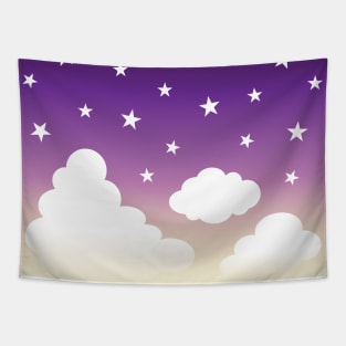 Clouds | Stars | Gradient | White Purple Yellow Tapestry