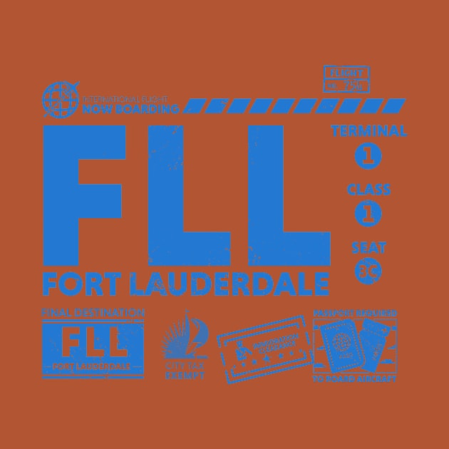 Vintage Fort Lauderdale FLL Airport Code Travel Day Retro Travel Tag by Now Boarding