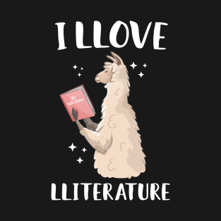 I Llove Literature Cute Llama T-Shirt