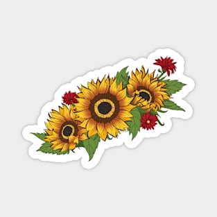 Sunflowers and Red Daisies Magnet