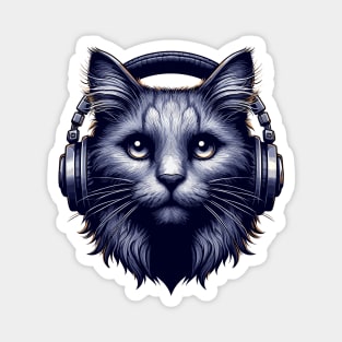 Cool Cat Wearing Headphones Magnet