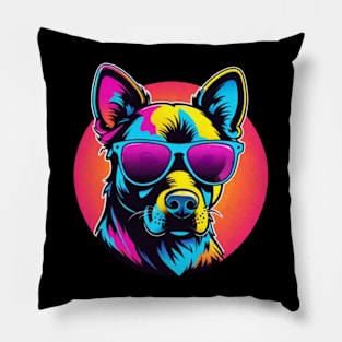 Cool Neon Dog (Small Version) Pillow