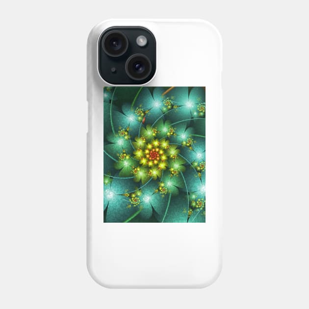 Spiraling Turquoise Flowers Phone Case by pinkal