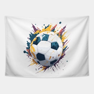 Soccer ball league players with paint splashes. English Football Tapestry