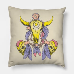 Zombie Skull with Boho Decor Pillow