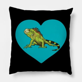 Iguana Heart for Iguana Lovers, Blue Pillow