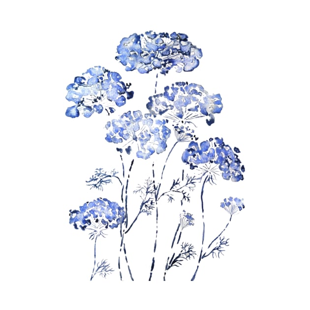 abstract queen anne's lace blue by colorandcolor