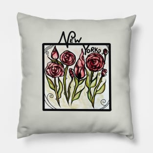 New York Rose Scape Pillow