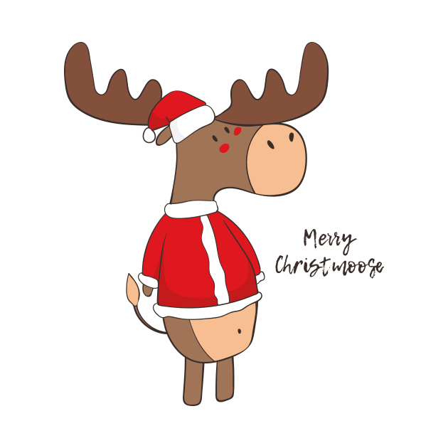 Merry Christmoose, Funny Cute Christmas Moose by Dreamy Panda Designs