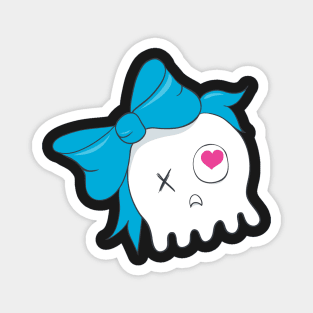 Cute Skull with Blue Bow Magnet