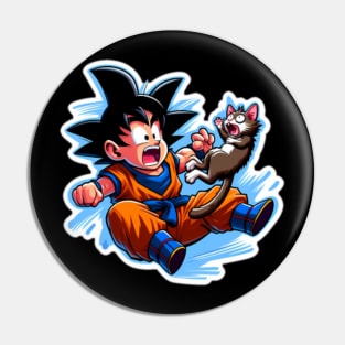 Goku playfully sparring with a surprised animal Pin