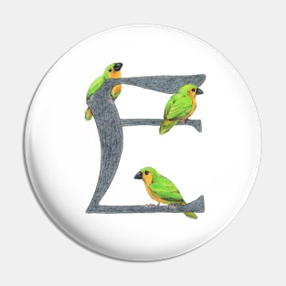 Avian Alphabet E - Tawny-breasted parrotfinch Pin