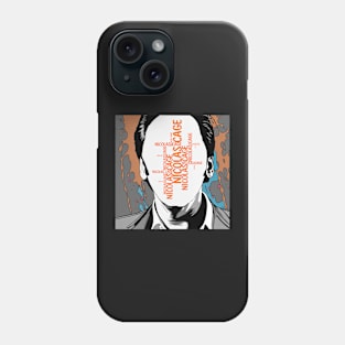 Nicolas Cage stolen face black white vector art fan works graphic design by ironpalette Phone Case