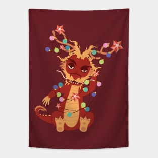 Red dragon with garland Tapestry