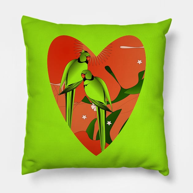 Parrots Pillow by ArtKsenia