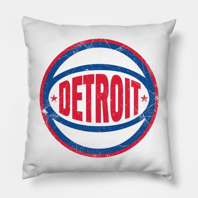 Detroit Retro Ball - White Pillow by KFig21