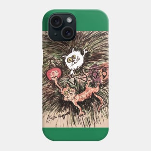 Cats Playing with Christmas ornaments in a tree Phone Case