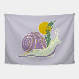 Snail and the sun - lilac and green Tapestry