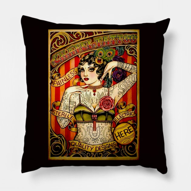 Tattooed Lady Vintage Art Print Pillow by posterbobs