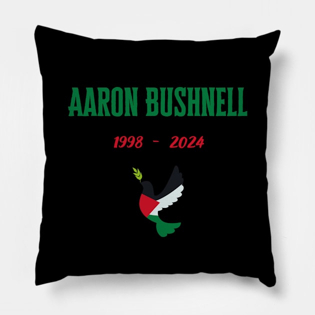 Aaron Bushnell, free palestine, us army Pillow by Pattyld