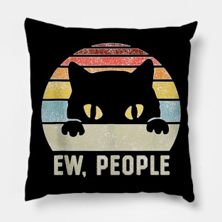 Ew People Retro Cat Funny Intage Anti Social Introvert Pillow