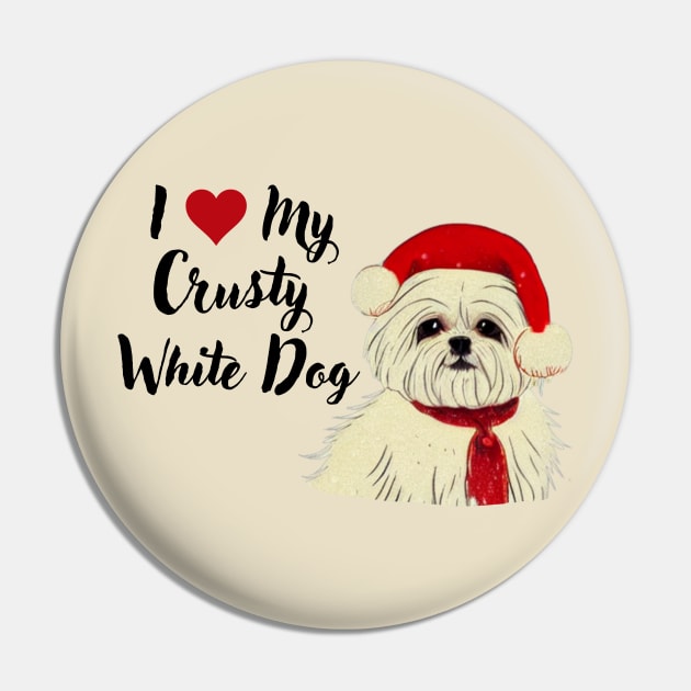 Christmas Puppy Crusty White Dog Maltese Shih Tzu White Malshi Dog Lover Pin by Mochabonk