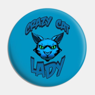 Crazy Cat Lady (blue) Pin