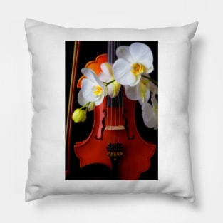 White Orchids And Baroque Violin Pillow