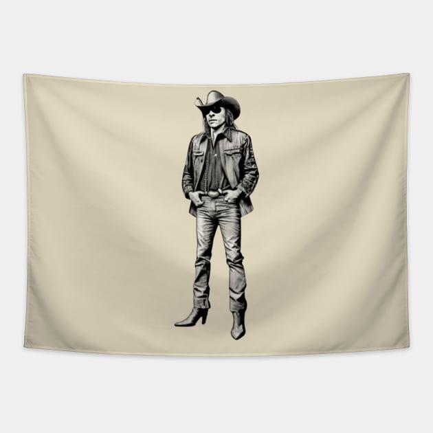 Dwight Yoakam Playing Guitar Tapestry by Aldrvnd