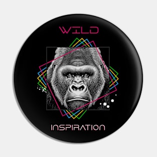 Gorilla Ape Wild Nature Animal Illustration Art Drawing Pin